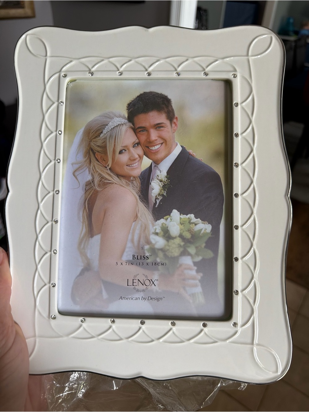 Lenox White Bliss Ceramic Picture Frame with Beaded Trim